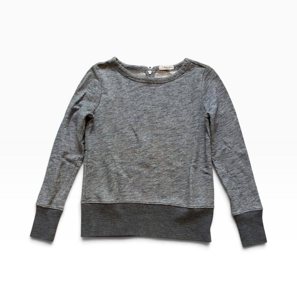 Madewell Sweater Women’s XS Crewneck Zip Up Coastal Minimalist Neutral Gray Top